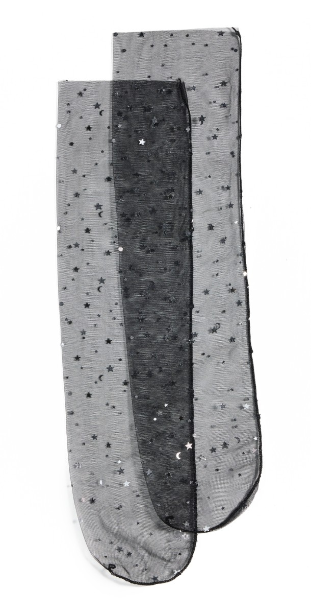 High Heel Jungle Starry Sky Tulle Socks Black