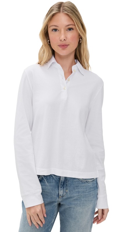 Leset Margo Long Sleeve Polo White