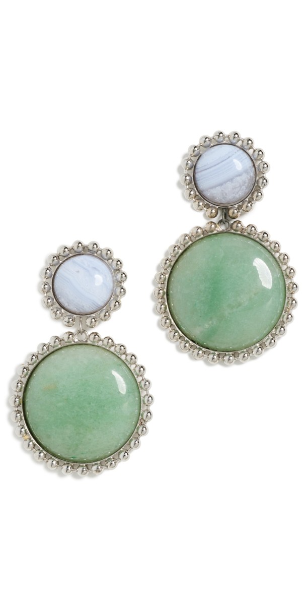 LELET NY Lina Ball Chain Drop Earrings Jade/Blue Agat