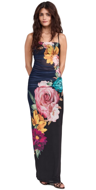 AFRM Jennan Dress Navy Block Floral