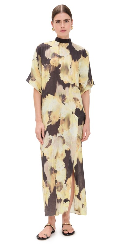 Rodebjer Sandra Blurry Dress Blurry Flower Brown