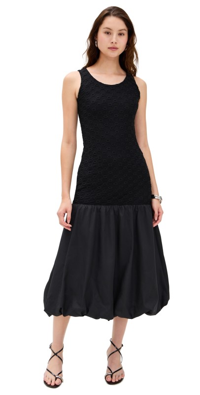 BARDOT Melody Lace Poplin Maxi Dress Black