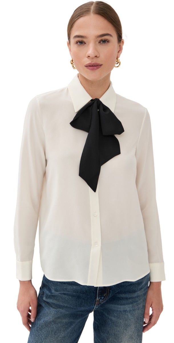 Nili Lotan Hanford Shirt Ivory/Black