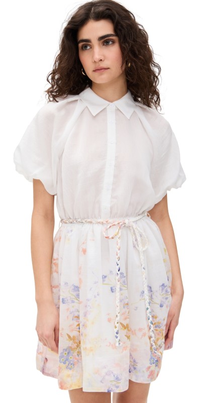 En Saison Taylorann Mini Dress Ivory Violet Orange