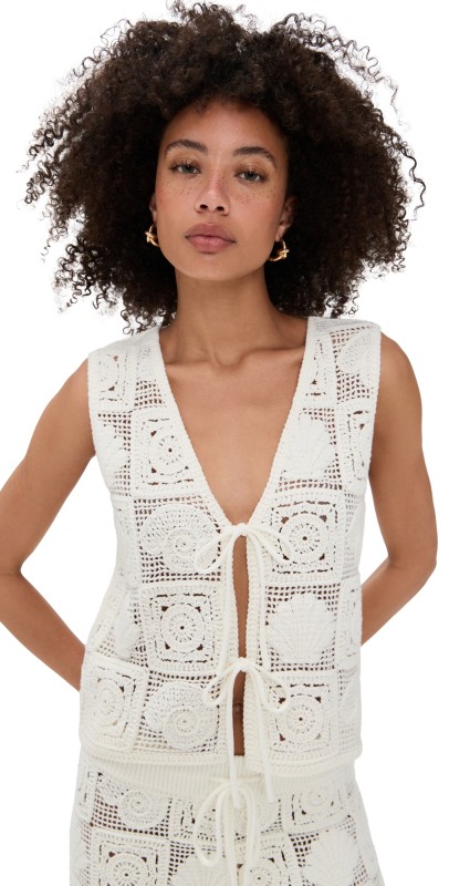 RAILS Rails x LSPACE Paz Top White Sea Shell Crochet