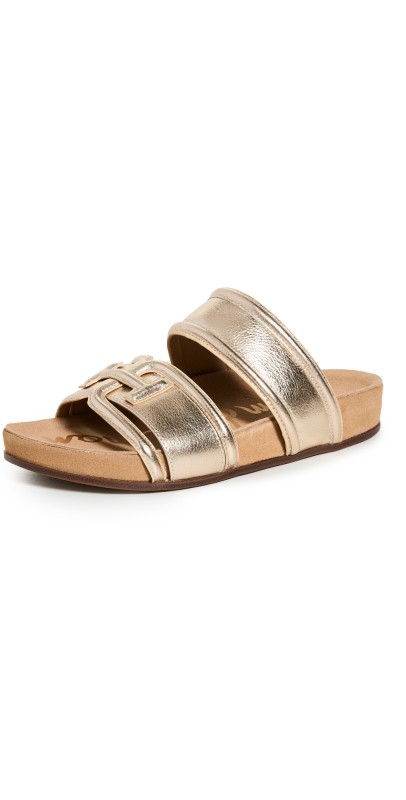 Sam Edelman Rowan Slides Gold Leaf
