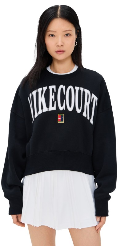 Nike Court Phoenix Fleece Over Oversized Heritage Sweatshirt Black/Flat Pewter/White