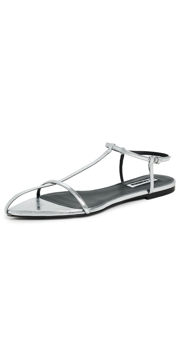 Jil Sander Metallic Leather Sandals Sky Grey