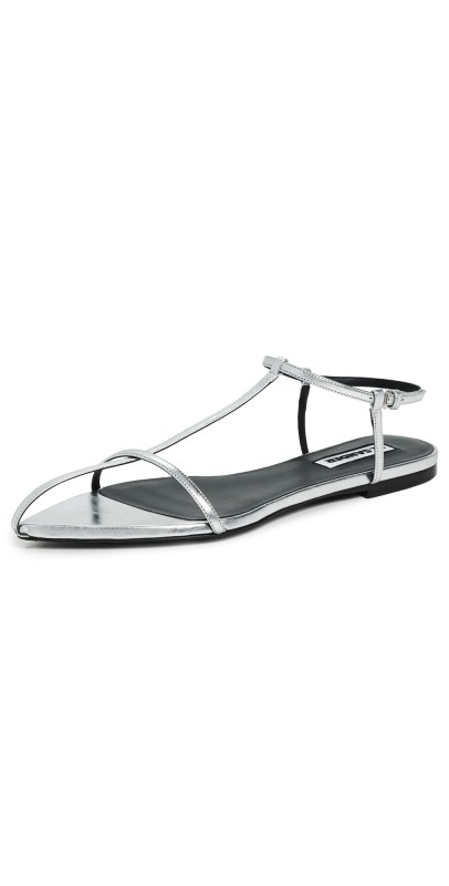 Jil Sander Metallic Leather Sandals Sky Grey