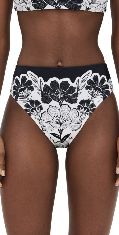 FARM Rio Flower Leopards High Waist Full Bikini Bottoms Flower Leopards Off-White