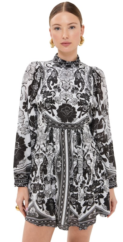 FARM Rio Flower Leopards Off-White Mini Dress Flower Leopards Off-White