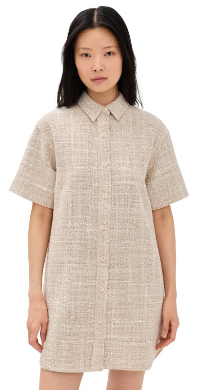 Theory Easy Mini Shirt Dress Taupe Multi