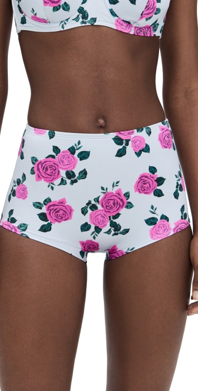Good American Satin Boy Swim Bikini Shorts Vintage Rose