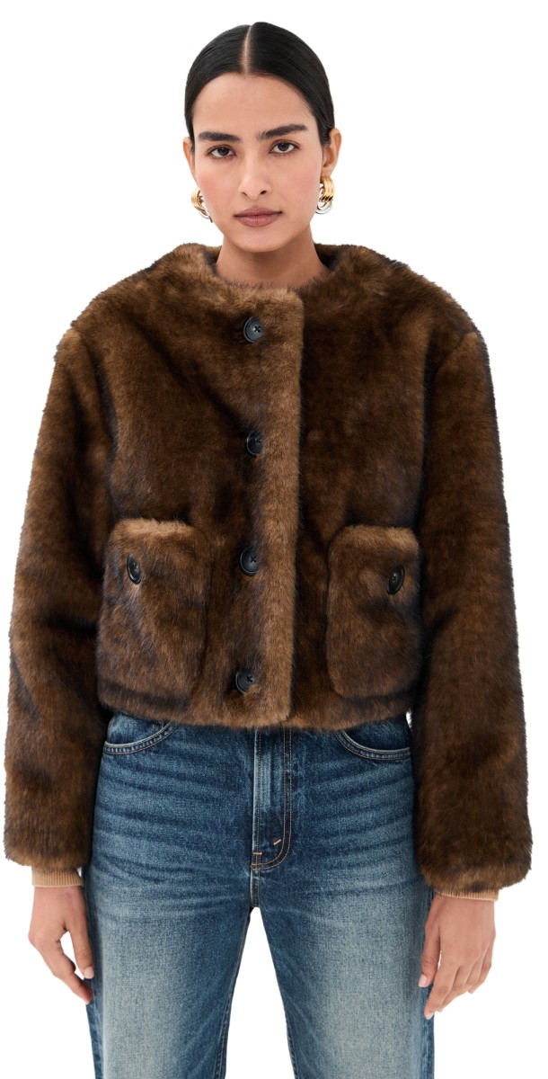 Marc Jacobs Teddy Cropped Jacket Brown