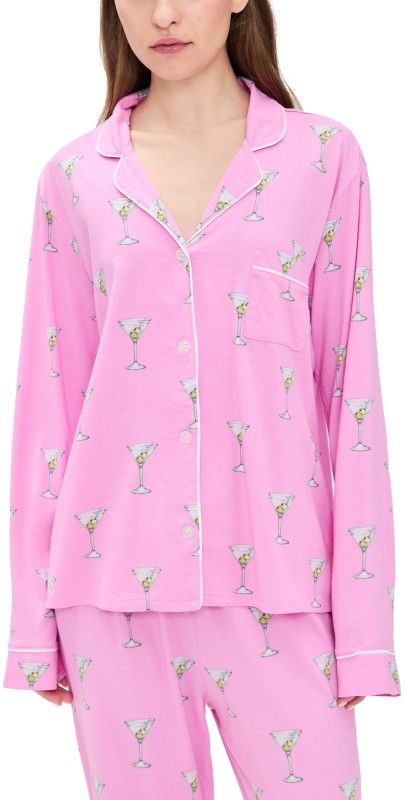 PJ Salvage Martini Long Sleeve Pajama Top Bubblegum