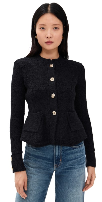 L'AGENCE Melissa Knit Flare Cardi Black/Gold