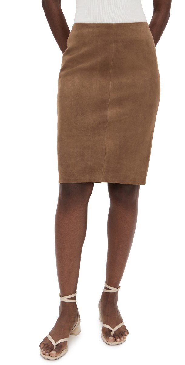 St. Agni Suede Pencil Skirt Toffee