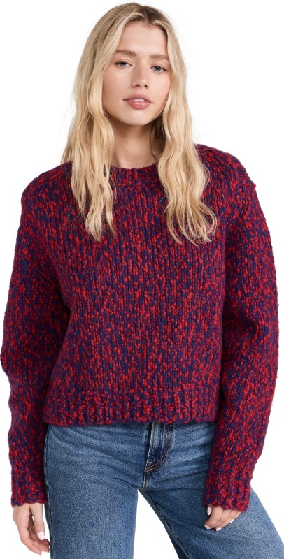 Closed Cropped Crew Neck Chili Pepper Red