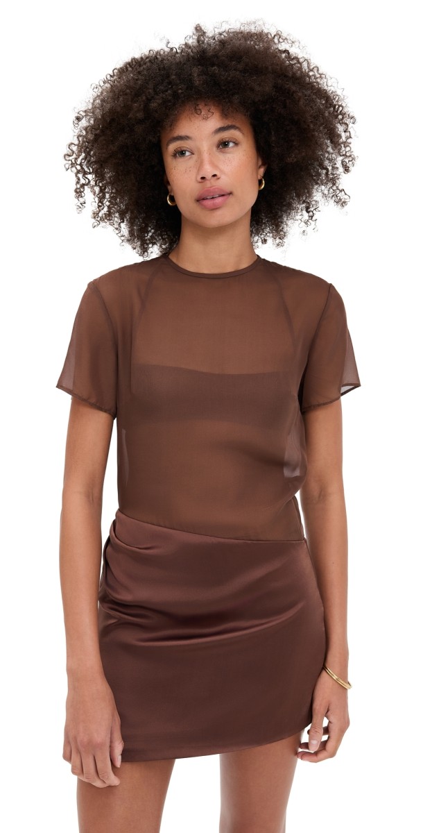 SIR. Luca Silk Mini Dress Chestnut