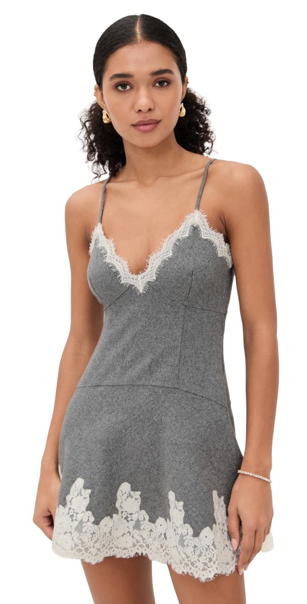 LoveShackFancy Teddi Dress Grey Melange