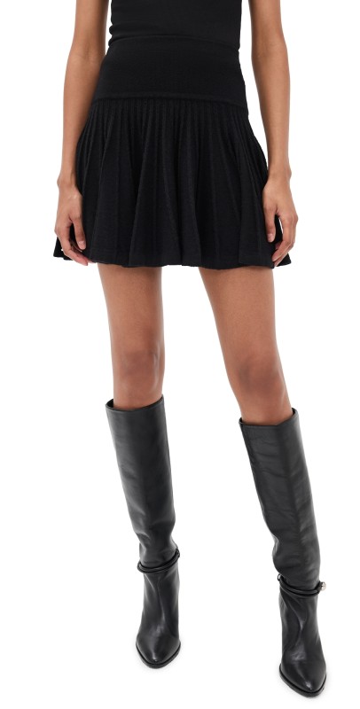 Susana Monaco Pointelle Sweater Skirt 16 Black