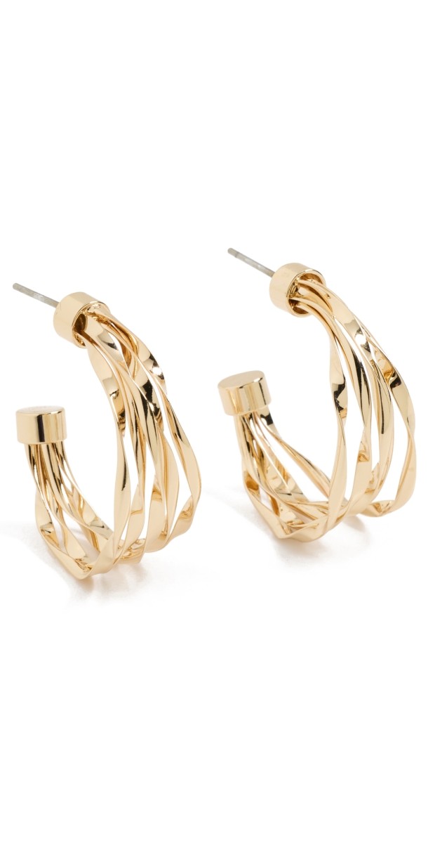 Argento Vivo Post Twisted Lay Hoops Gold