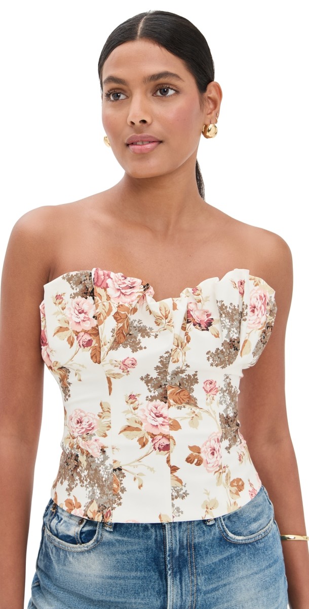 Ronny Kobo Vittoria Corset Blouse Muted Floral