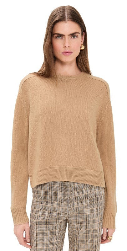 Theory Cropped Cashmere Pullover Sweater New Camel