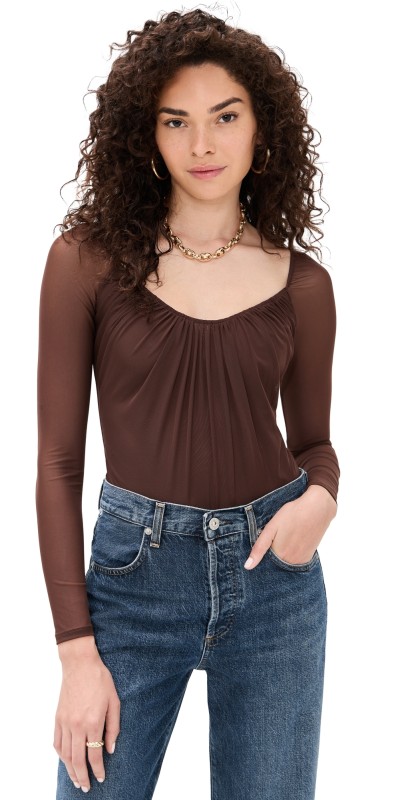 L'AGENCE Gwendolyn Thong Bodysuit Chocolate