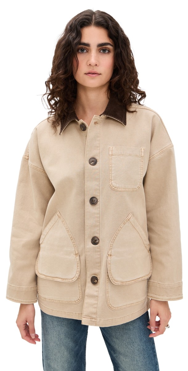 Faherty Sunwashed Canvas Barn Jacket Sandy Khaki
