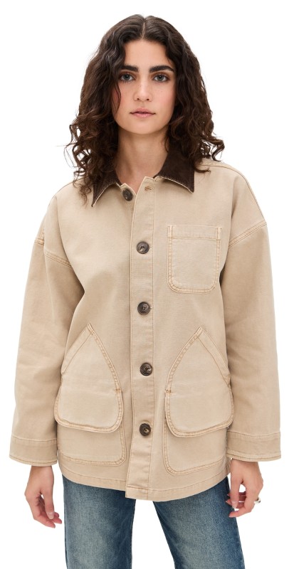 Faherty Sunwashed Canvas Barn Jacket Sandy Khaki