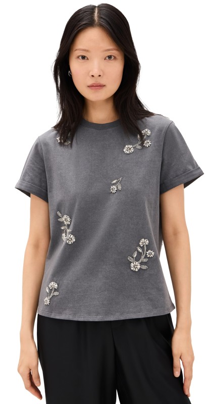 Cinq à Sept Diamond Vines Washed Bree Tee Washed Black