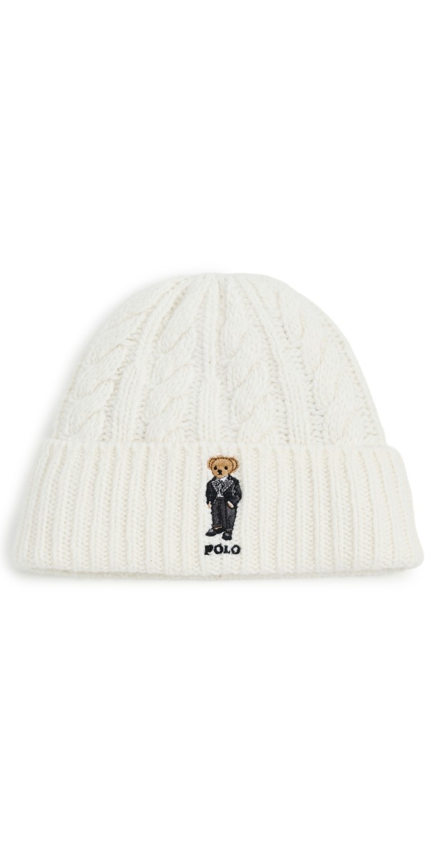 Polo Ralph Lauren Cable Tux Bear Beanie Cream