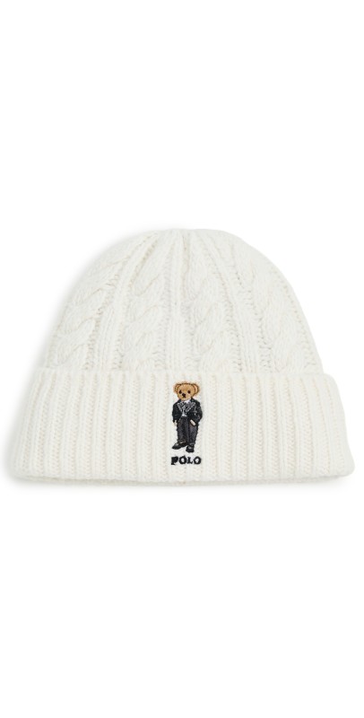 Polo Ralph Lauren Cable Tux Bear Beanie Cream