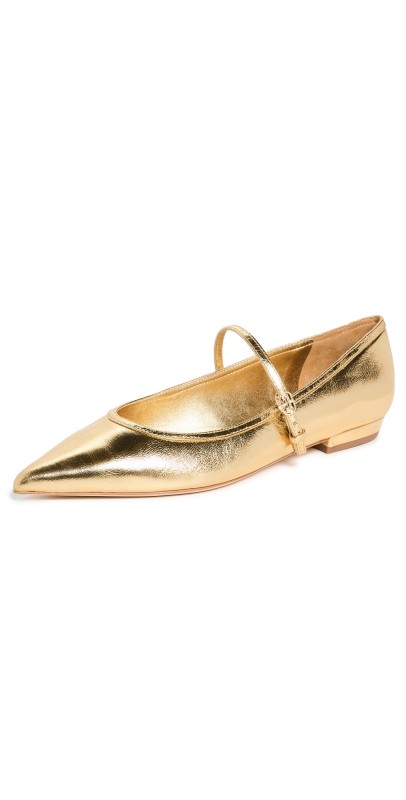 Tory Burch Double T Buckle Mary Janes Gold Rush