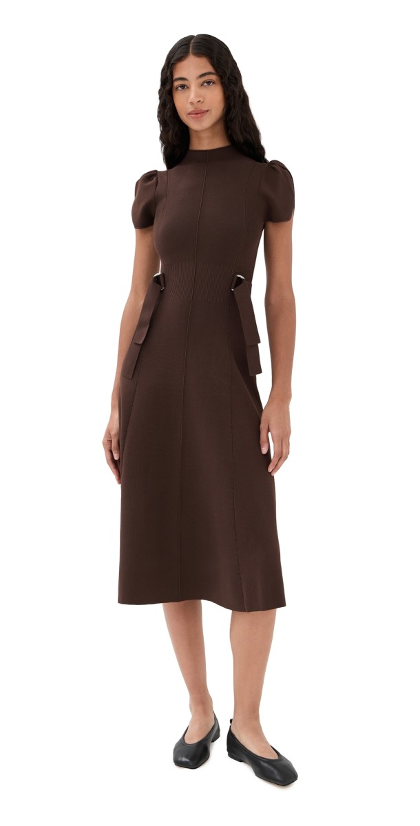 3.1 Phillip Lim Compact Rib Tulip Dress Dk Chocolate