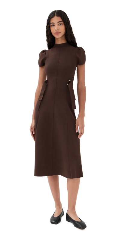 3.1 Phillip Lim Compact Rib Tulip Dress Dk Chocolate