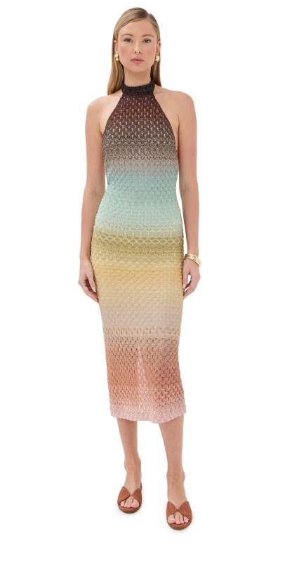 Missoni Long Dress Multi Brown/Green/Light Blue
