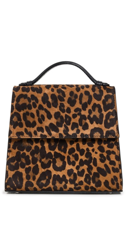 Hunting Season Small Top Handle Suede Bag Leopard
