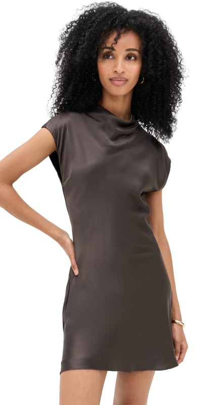 Reformation Rory Silk Dress Black Pearl