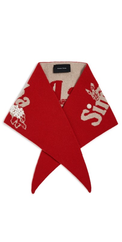 Simone Rocha Graphic Logo Knit Neckerchief Red/Oat/Pearl