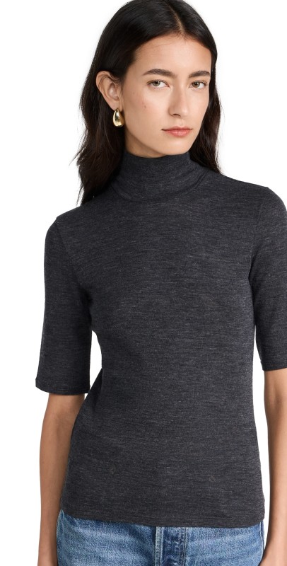 Vince Elbow Sleeve Turtleneck H Charcoal