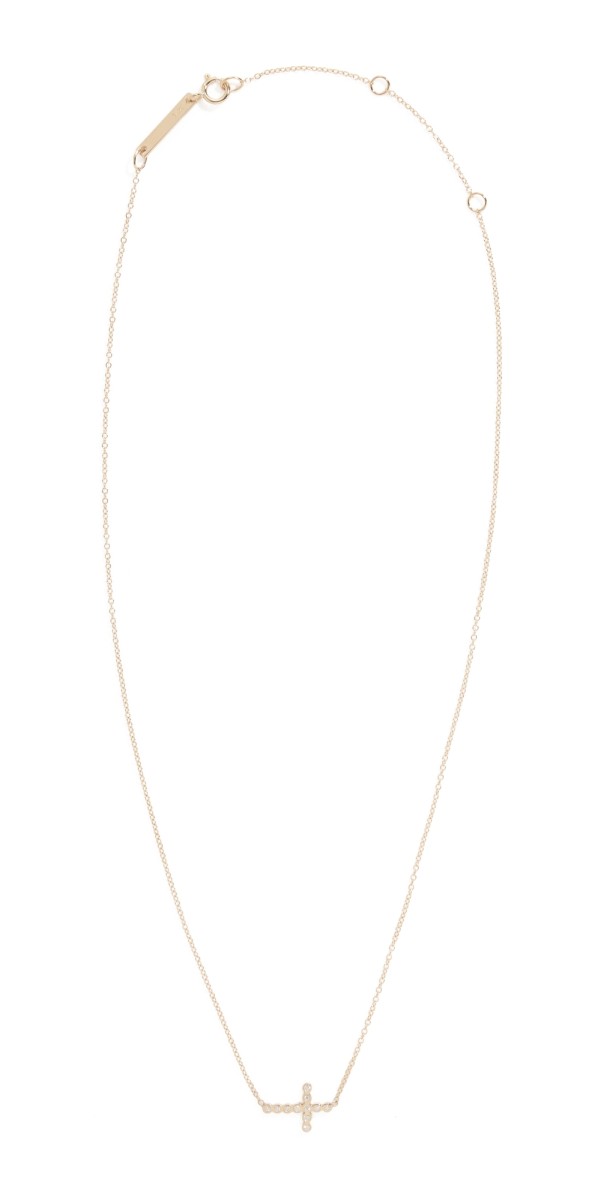 Zoe Chicco 14k Gold Bezel Diamond Cross Necklace 14k Yellow Gold