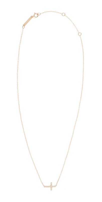 Zoe Chicco 14k Gold Bezel Diamond Cross Necklace 14k Yellow Gold