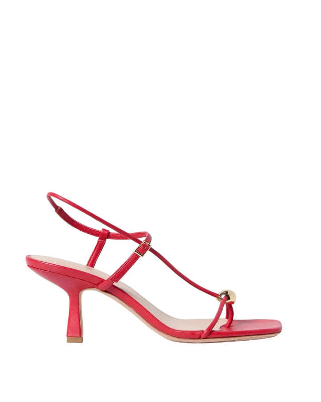 Triana Red Leather Mid-Heel Sandal