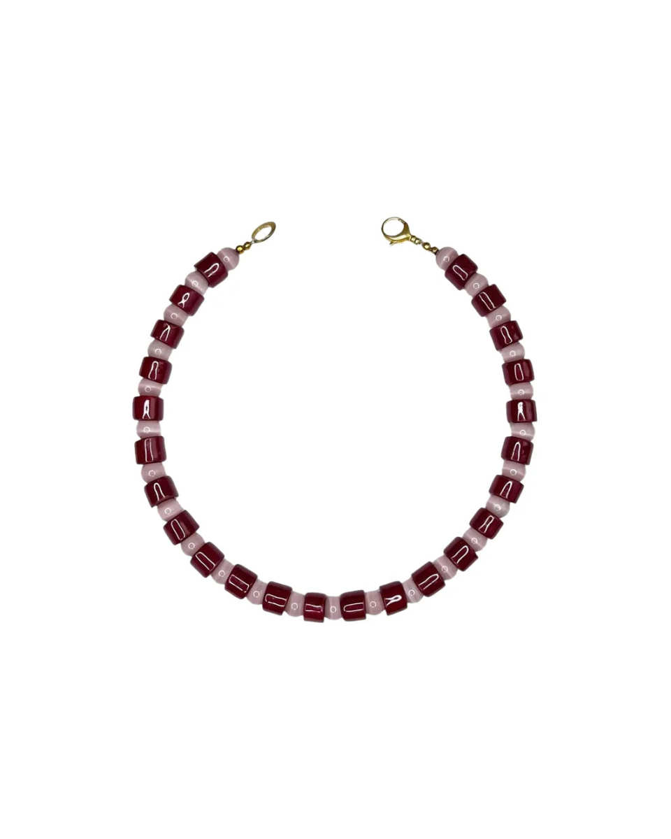 Beet and Lavender Tigers Eye Sundry Necklac