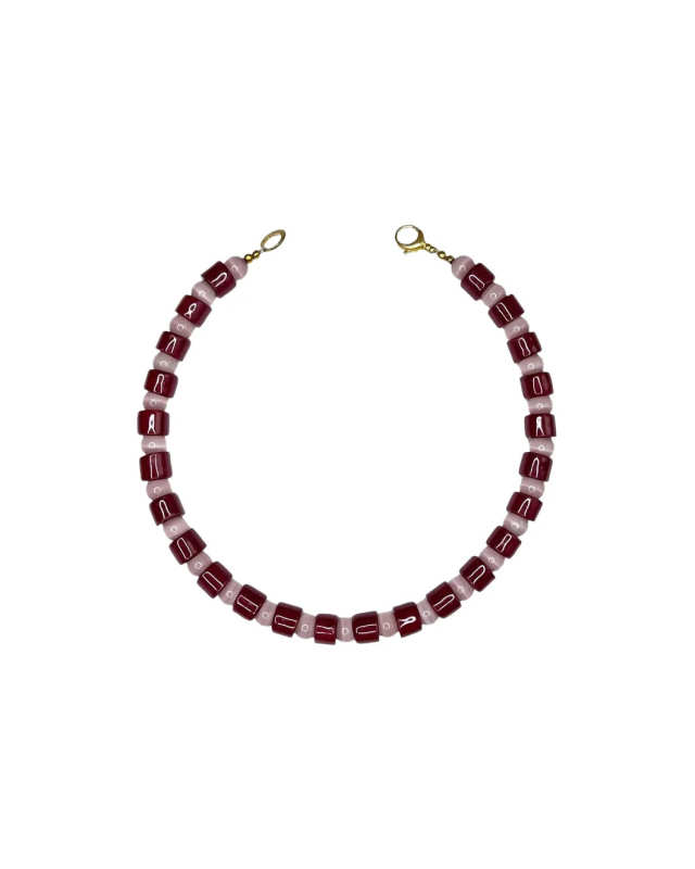Beet and Lavender Tigers Eye Sundry Necklac