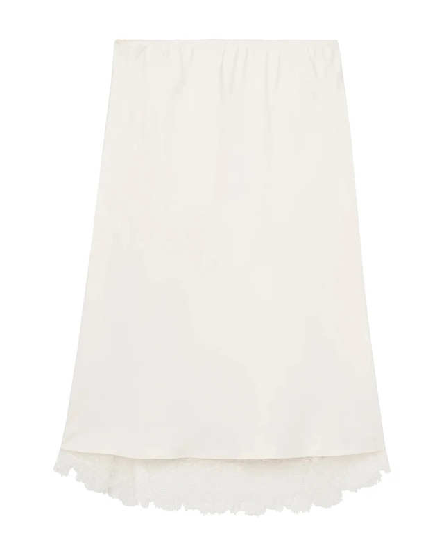 Lace Trimmed Silk Skirt