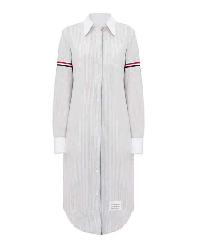 Knee Length Easy Fit Point Collar Shirtdress