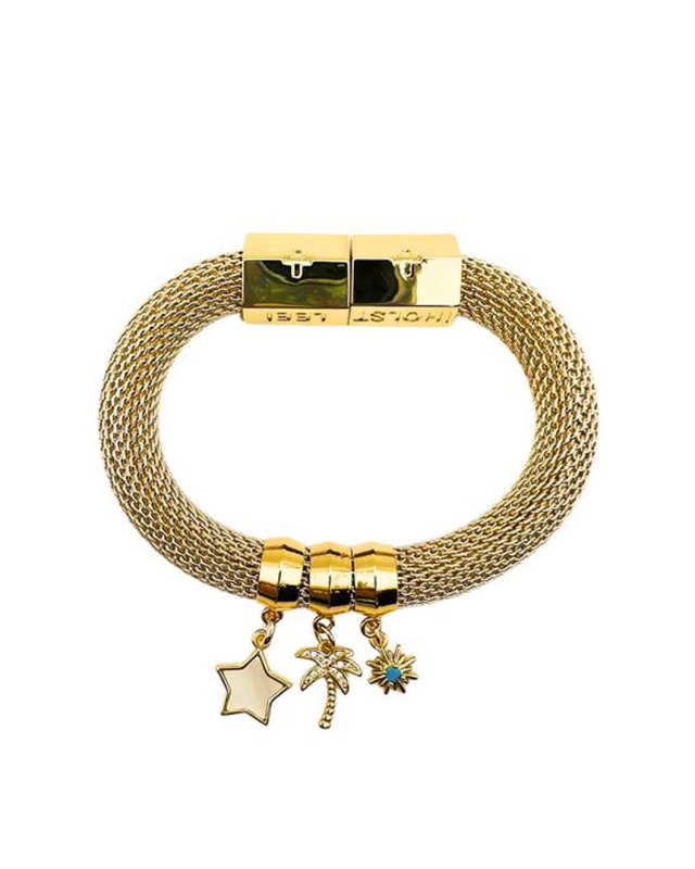 Classic Mesh Charm Bracelet Sand and Sky